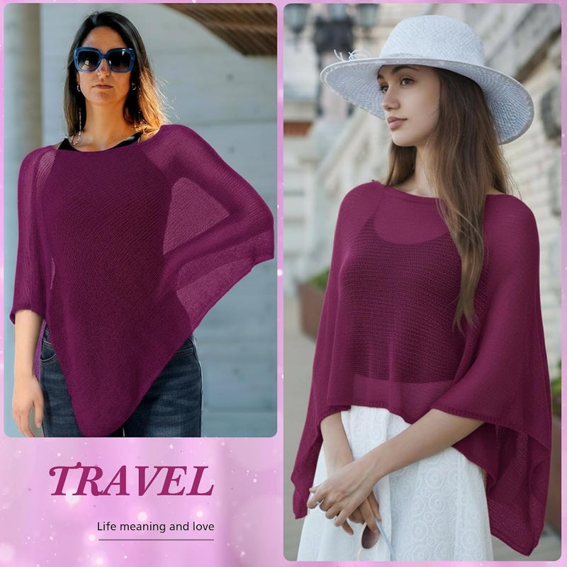 Jamntower 1 Pcs Women Sheer Poncho Shrug Summer Sheer Blouse Top Lightweight Poncho Sheer Bolero for Formal Evening Dress - Image 4